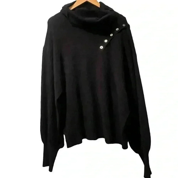Marissa Webb Black Turtleneck Oversized Balloon Sleeve Sweater - Picture 1 of 5